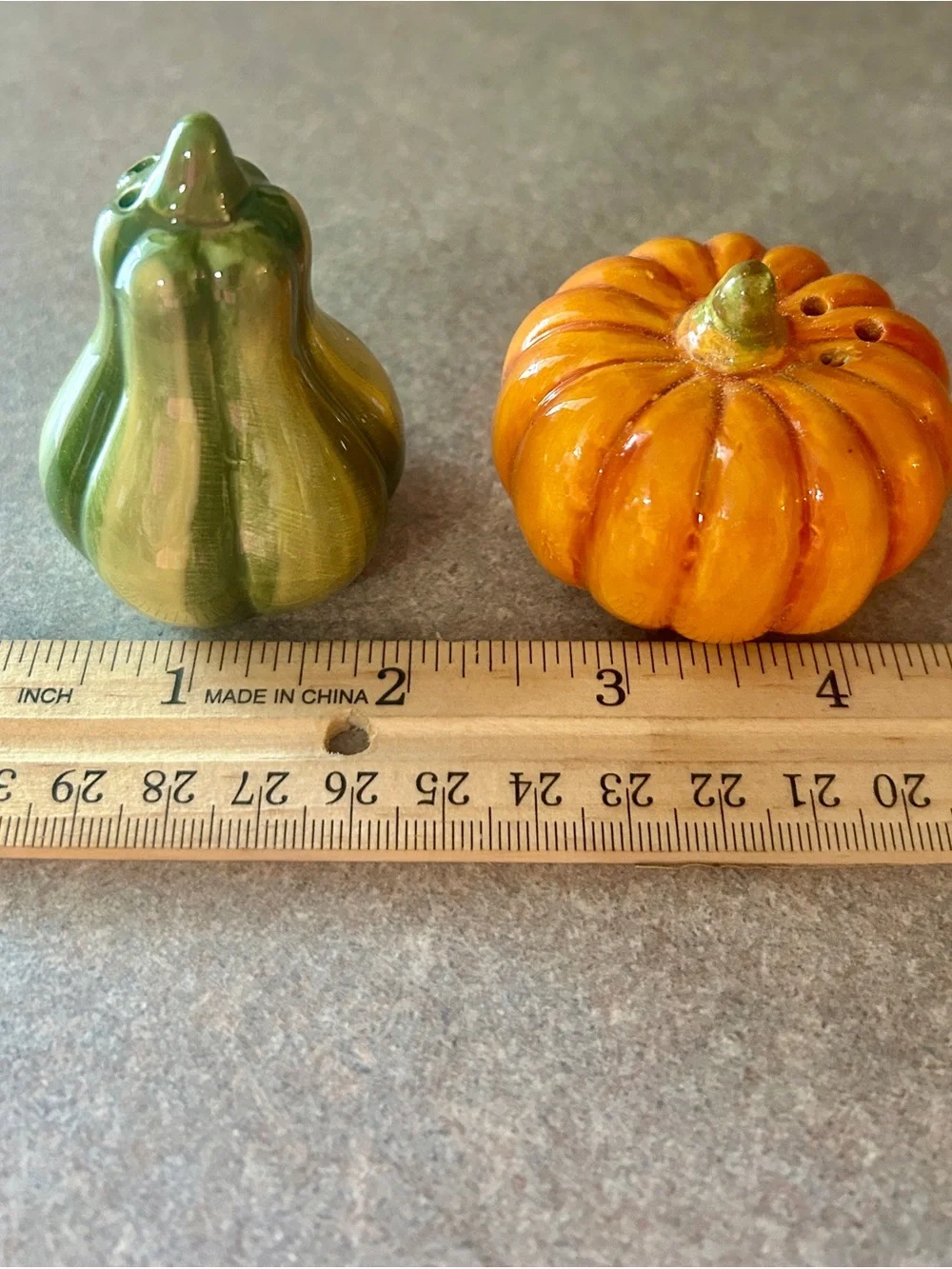 Ceramic Pumpkin & Gourd Salt and Pepper Shakers - Orange & Green
